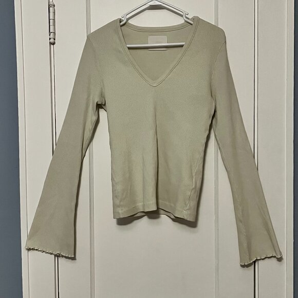 Citizens of Humanity blouse size medium bell ruffle sleeve chartreuse / lime - Picture 1 of 7